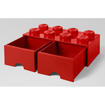 POJEMNIK NA KLOCKI LEGO 8 CZERWONY Z SZUFLADĄ