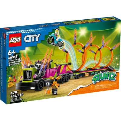LEGO CITY 60357 Wyzwanie kaskaderskie — ciężarówka i ogniste obręcze